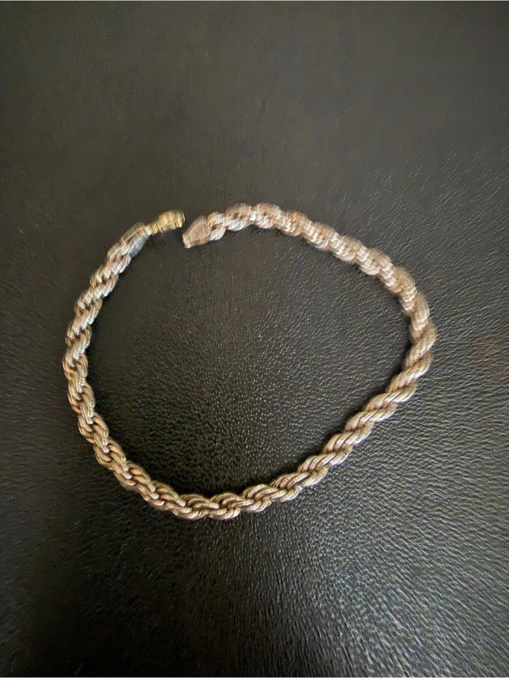 Thick sterling silver braided rope bracelet